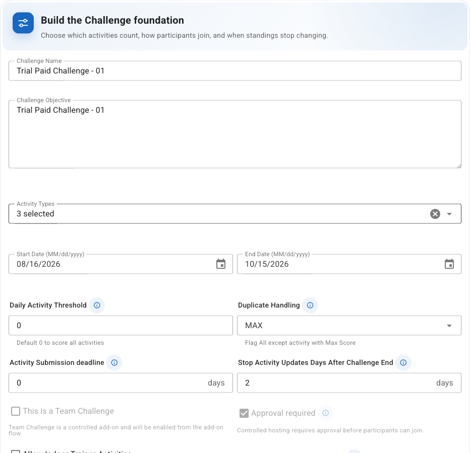 Challenge Details configuration