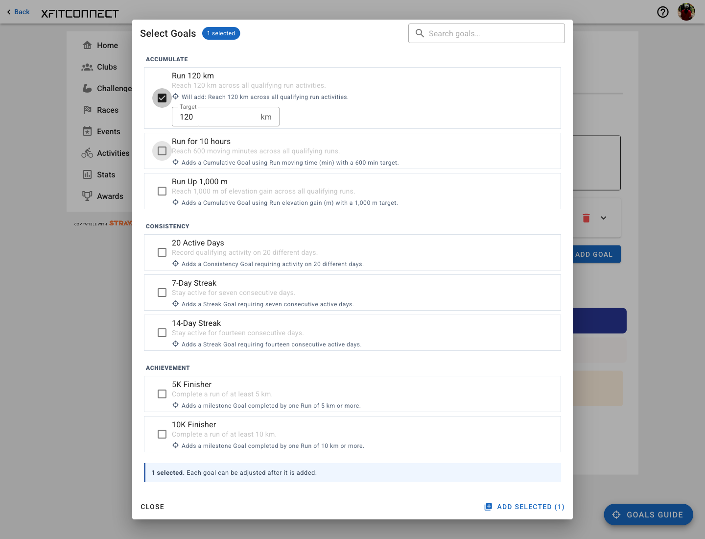 Quick configuration for a Goal template